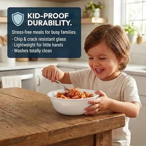 Corelle Winter Frost White 28-oz Soup/Cereal Bowls Set of 6 | Chip & Crack Resistant Glass Dinnerware thumbnail 5