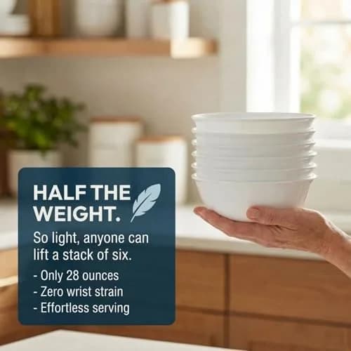 Corelle Winter Frost White 28-oz Soup/Cereal Bowls Set of 6 | Chip & Crack Resistant Glass Dinnerware thumbnail 2