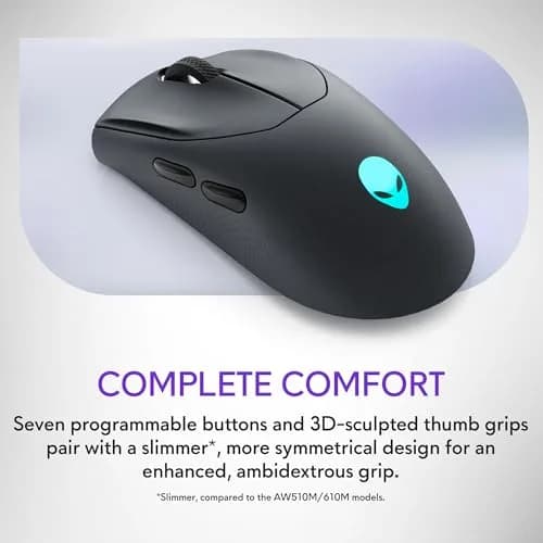 Alienware AW720M Tri-Mode Wireless Gaming Mouse - 26,000 DPI, 8 Programmable Buttons, Magnetic Charging, Dark Side of The Moon thumbnail 5