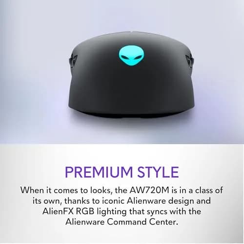 Alienware AW720M Tri-Mode Wireless Gaming Mouse - 26,000 DPI, 8 Programmable Buttons, Magnetic Charging, Dark Side of The Moon thumbnail 6