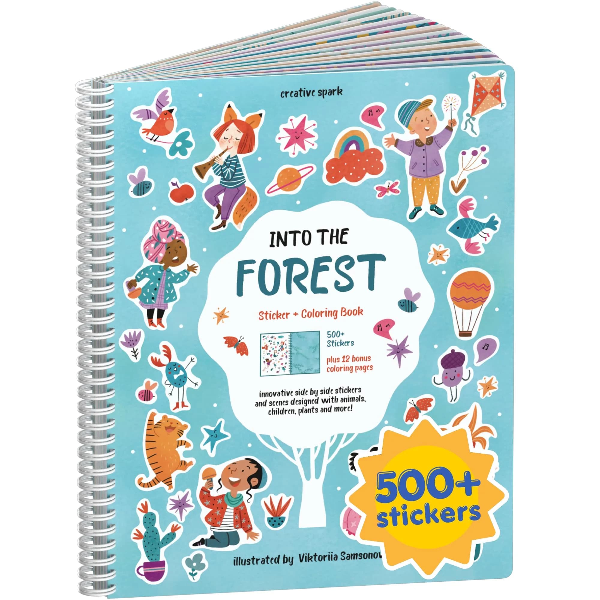 CUPKIN Into The Forest Sticker Book 500+ Stickers | 12 Scenes & Coloring Pages for Ages 2-8