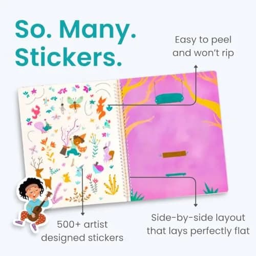 CUPKIN Into The Forest Sticker Book 500+ Stickers | 12 Scenes & Coloring Pages for Ages 2-8 thumbnail 3