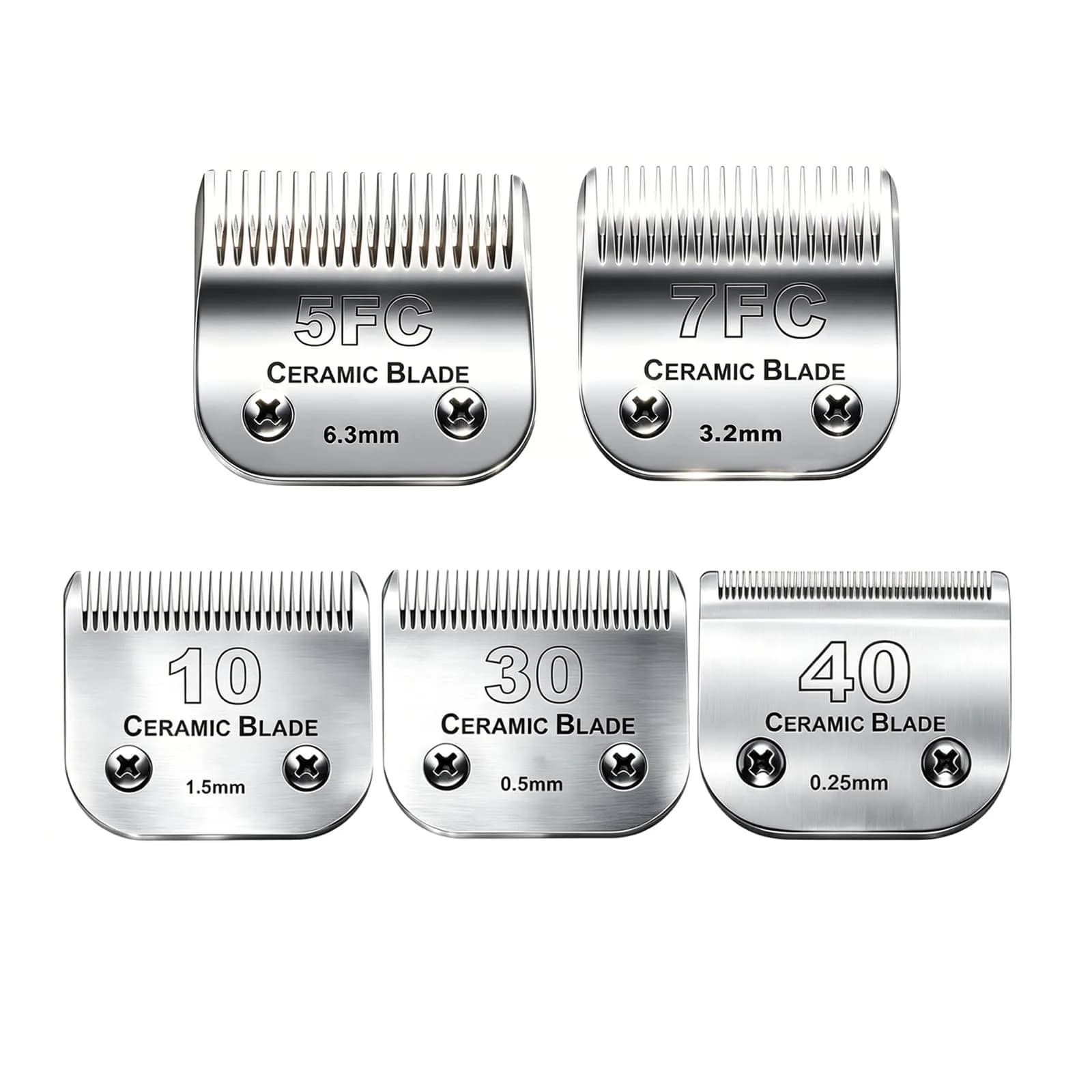 Audoc 5FC Blade Dog Grooming Clipper Blades | Compatible with Andis Dog Clipper, Ceramic & Stainless Steel, 6.3mm Cut — 7 Skip Tooth /3.2mm
