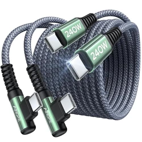 AINOPE 240W USB C to USB C Cable 2.0m (6.6ft) Right Angle | Fast Charging & Data Transfer thumbnail 1