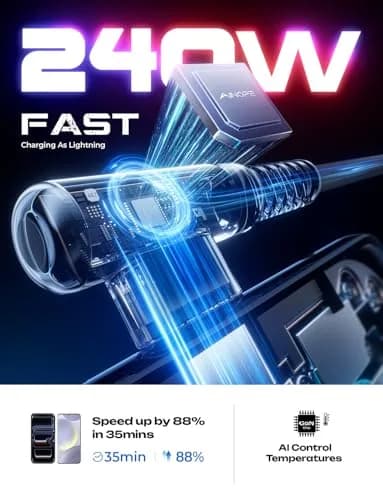 AINOPE 240W USB C to USB C Cable 2.0m (6.6ft) Right Angle | Fast Charging & Data Transfer thumbnail 6