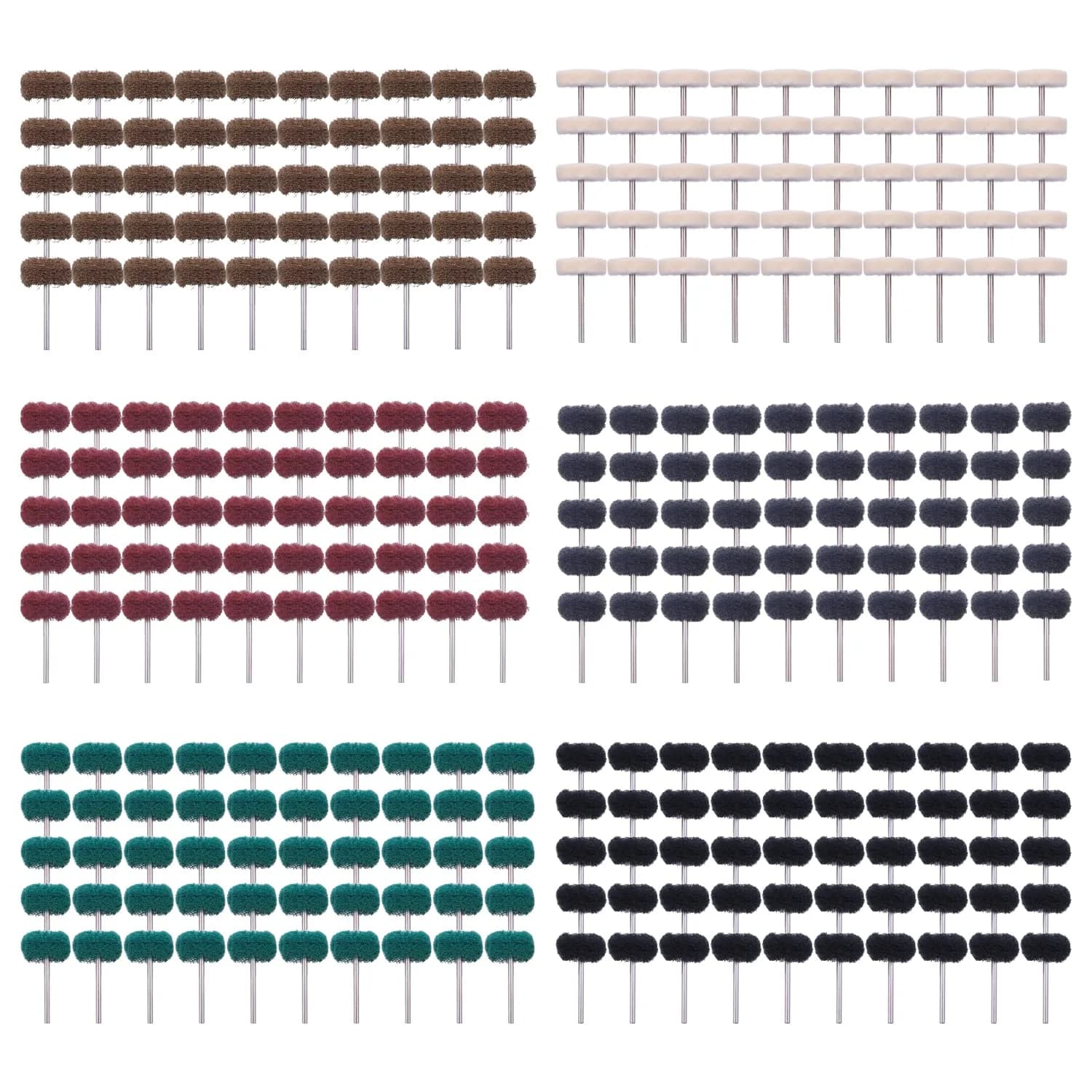 Rocaris 40 Pack 1 inch (25mm) Abrasive Wheel Buffing Polishing Wheel Set with 1/8 inch (3mm) Shank | For Rotary Tools — 6 color