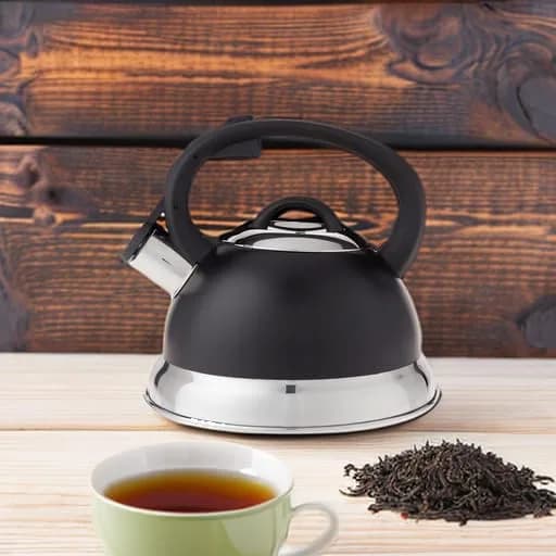 Mr. Coffee Flintshire 1.75-Quart (1.65 L) Stainless Steel Whistling Tea Kettle with Nylon Handle – Matte Black Stove-Top Kettle thumbnail 6