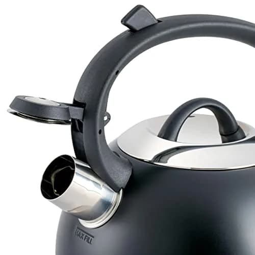 Mr. Coffee Flintshire 1.75-Quart (1.65 L) Stainless Steel Whistling Tea Kettle with Nylon Handle – Matte Black Stove-Top Kettle thumbnail 2