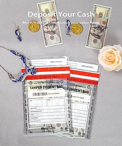 IN SAFE PACK 100 PCS 6”x9” Clear Business Bank Deposit Bags | Tamper-Evident Waterproof Security thumbnail 2