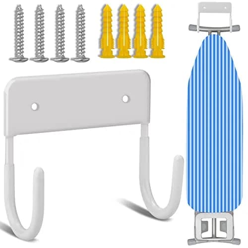 RIUOTA Wall Mount Ironing Board Hanger in White | Space-Saving Laundry Organizer thumbnail 1
