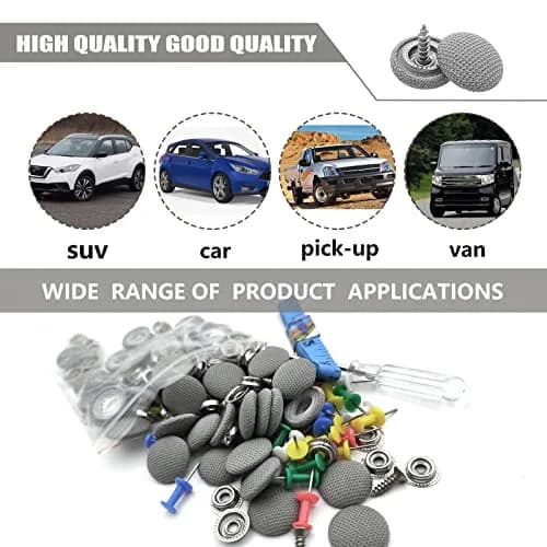 TEMI Grey 60PCS Car Roof Headliner Repair Kit | Universal Auto Roof Snap Rivets for Interior Ceiling Cloth Fixing thumbnail 6