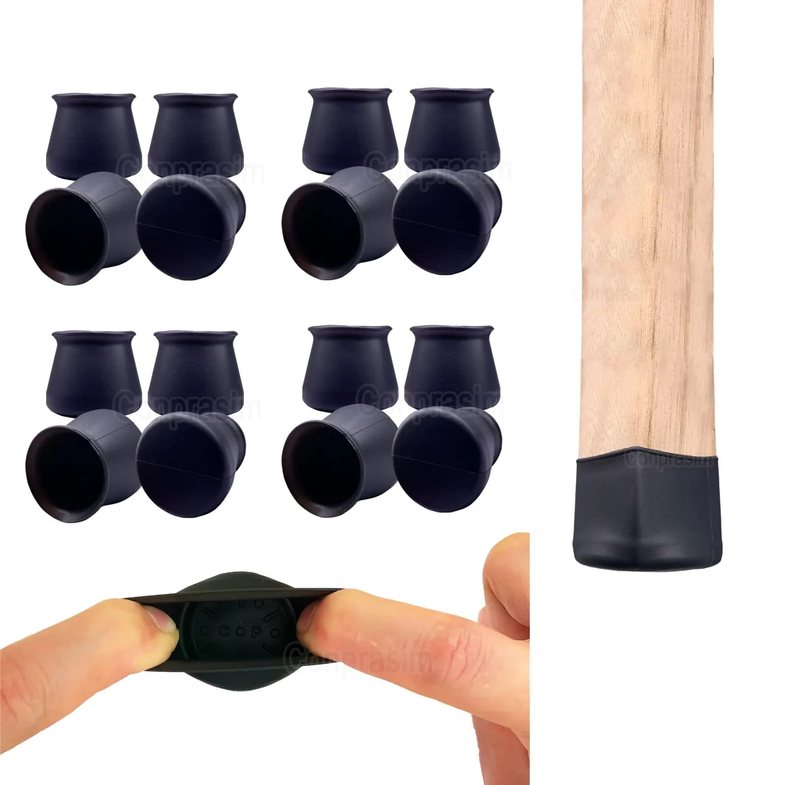 Conprasim Silicone Chair Leg Floor Protectors 24-Pack Black | Protect Hardwood Floors & Prevent Scratches — black(anti-slip)