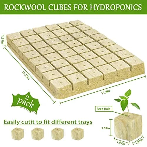Legigo 2 Inch Rockwool Cubes Seed Starter Plugs 96 Plugs | Hydroponic Growing Media for Faster Rooting thumbnail 2