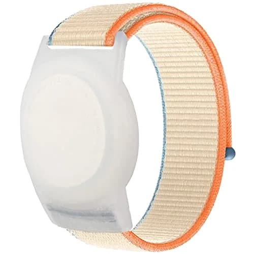 Qonuiy Kids AirTag Wristband Holder with Adjustable Nylon Bracelet | Protective Case for Toddler Child Elder (Milk White) thumbnail 1