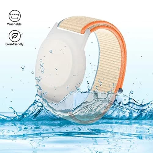 Qonuiy Kids AirTag Wristband Holder with Adjustable Nylon Bracelet | Protective Case for Toddler Child Elder (Milk White) thumbnail 5