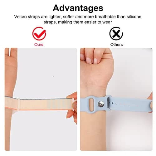 Qonuiy Kids AirTag Wristband Holder with Adjustable Nylon Bracelet | Protective Case for Toddler Child Elder (Milk White) thumbnail 7