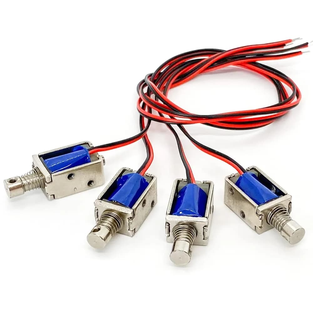 QINIZX 12V Micro Push Pull Solenoid Electromagnet Linear Actuator | 4mm Stroke, Metal Body, Instant Use - main product image