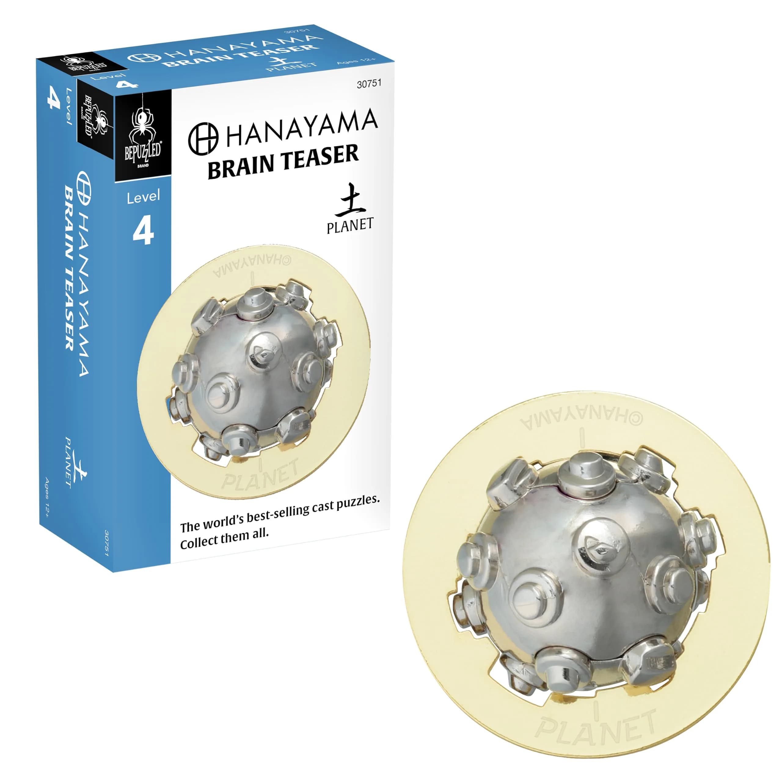 Bepuzzled Planet Hanayama Cast Metal Brain Teaser Puzzle Level 4 | Mensa-Rated Challenge for Ages 12+
