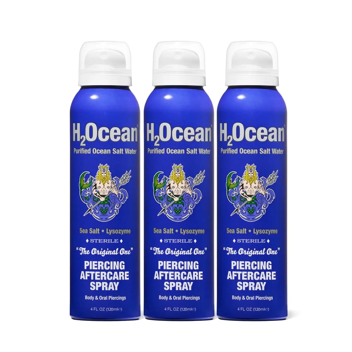 H2Ocean Piercing Aftercare Spray & Keloid Removal 3-Pack | 360ml (12 Fl Oz) Sea Salt Solution for New Piercings