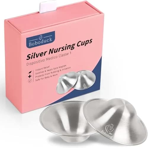 Boboduck Silver Nursing Cups X-L Size | Pure 999 Silver for Breastfeeding Sore Nipples thumbnail 1