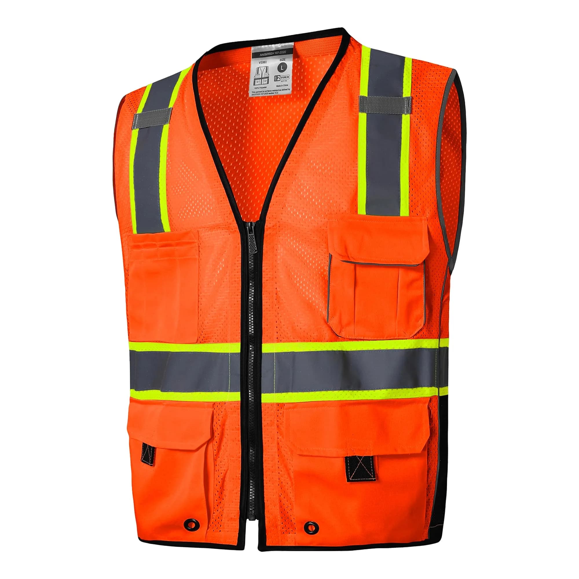 SKSAFETY Professional Class 2 Safety Vest Orange 2XL | ANSI/ISEA 107-2020 Compliant Hi-Vis Mesh