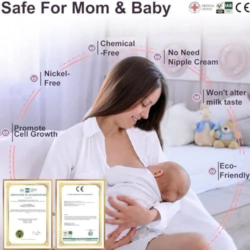 Boboduck Original Silver Nursing Cups - 999 Silver Nipple Shields for Breastfeeding Newborns | Regular Size thumbnail 4