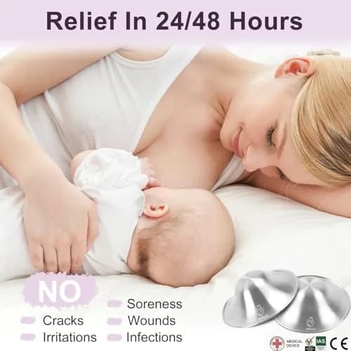 Boboduck Original Silver Nursing Cups - 999 Silver Nipple Shields for Breastfeeding Newborns | Regular Size thumbnail 3