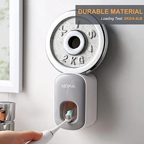 MOPMS Automatic Toothpaste Dispenser Wall Mounted for Bathroom - Grey 2-Pack | Hygienic & Hands-Free Dispensing thumbnail 4