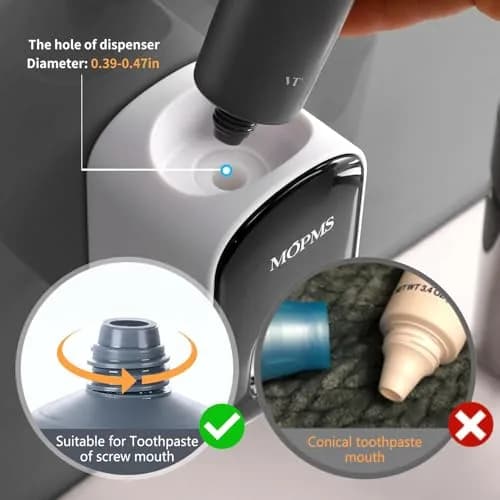 MOPMS Automatic Toothpaste Dispenser Wall Mounted for Bathroom - Grey 2-Pack | Hygienic & Hands-Free Dispensing thumbnail 2