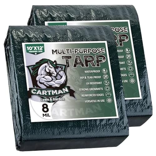 CARTMAN 2PK 10x12Ft Waterproof Poly Tarp Cover 8 Mil | Heavy Duty Weatherproof Cover thumbnail 1