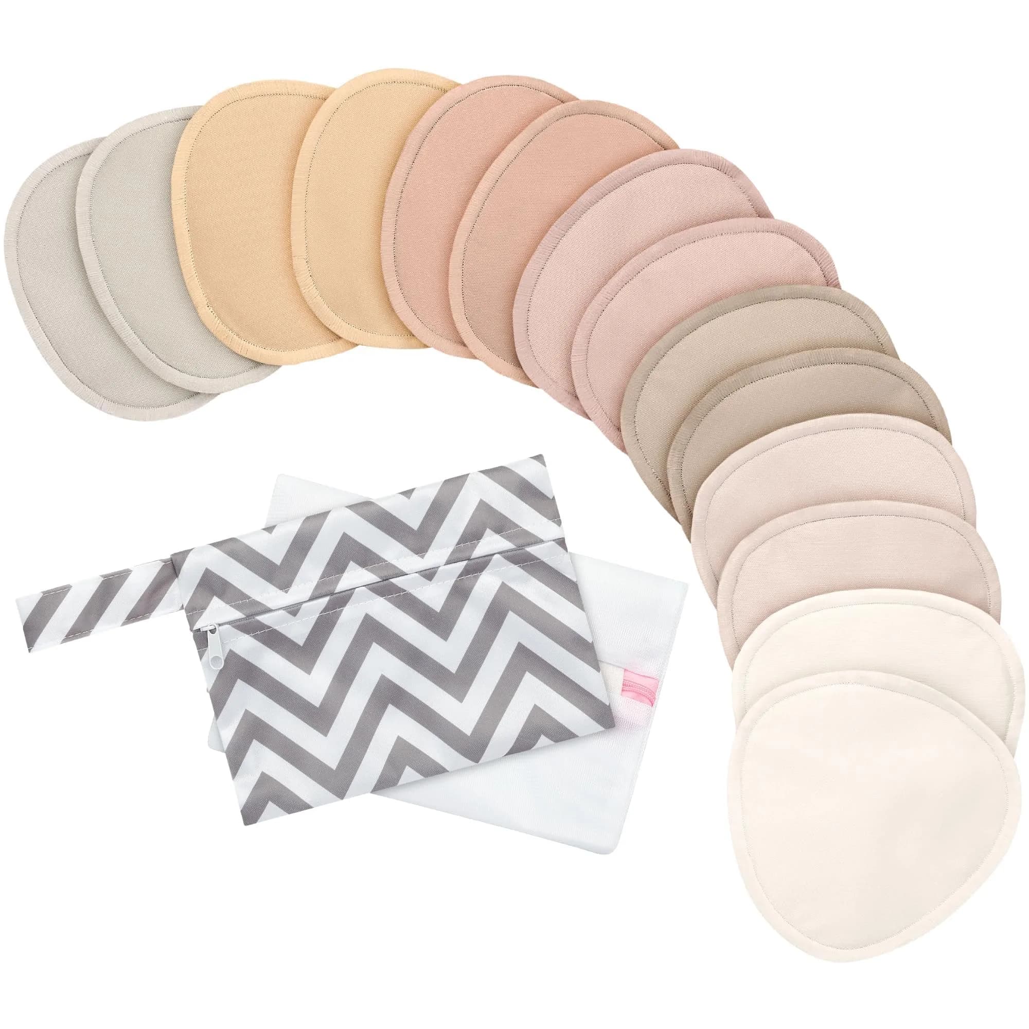 KeaBabies Reusable Nursing Pads, 14 Washable Breast Pads, Large 4.8" | Organic Bamboo Viscose, Discreet Fit - main product image