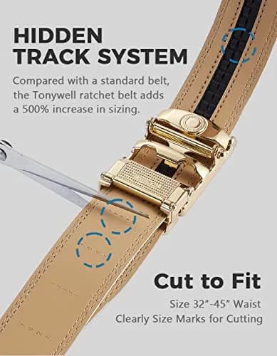 Tonywell Belt Mens Leather Ratchet Belt with Automatic 40mm Buckle | Adjustable & Durable thumbnail 3
