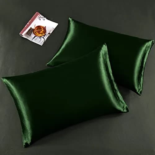 Horbaunal 6 Piece Satin Sheet Set Full Size Emerald Green | Silky Soft with 16" Deep Pocket & 4 Pillowcases thumbnail 5