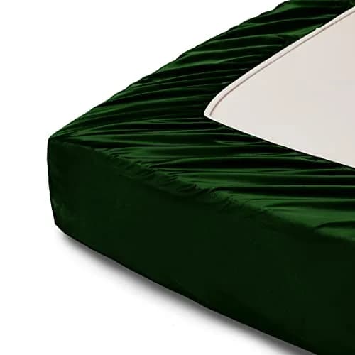 Horbaunal 6 Piece Satin Sheet Set Full Size Emerald Green | Silky Soft with 16" Deep Pocket & 4 Pillowcases thumbnail 8