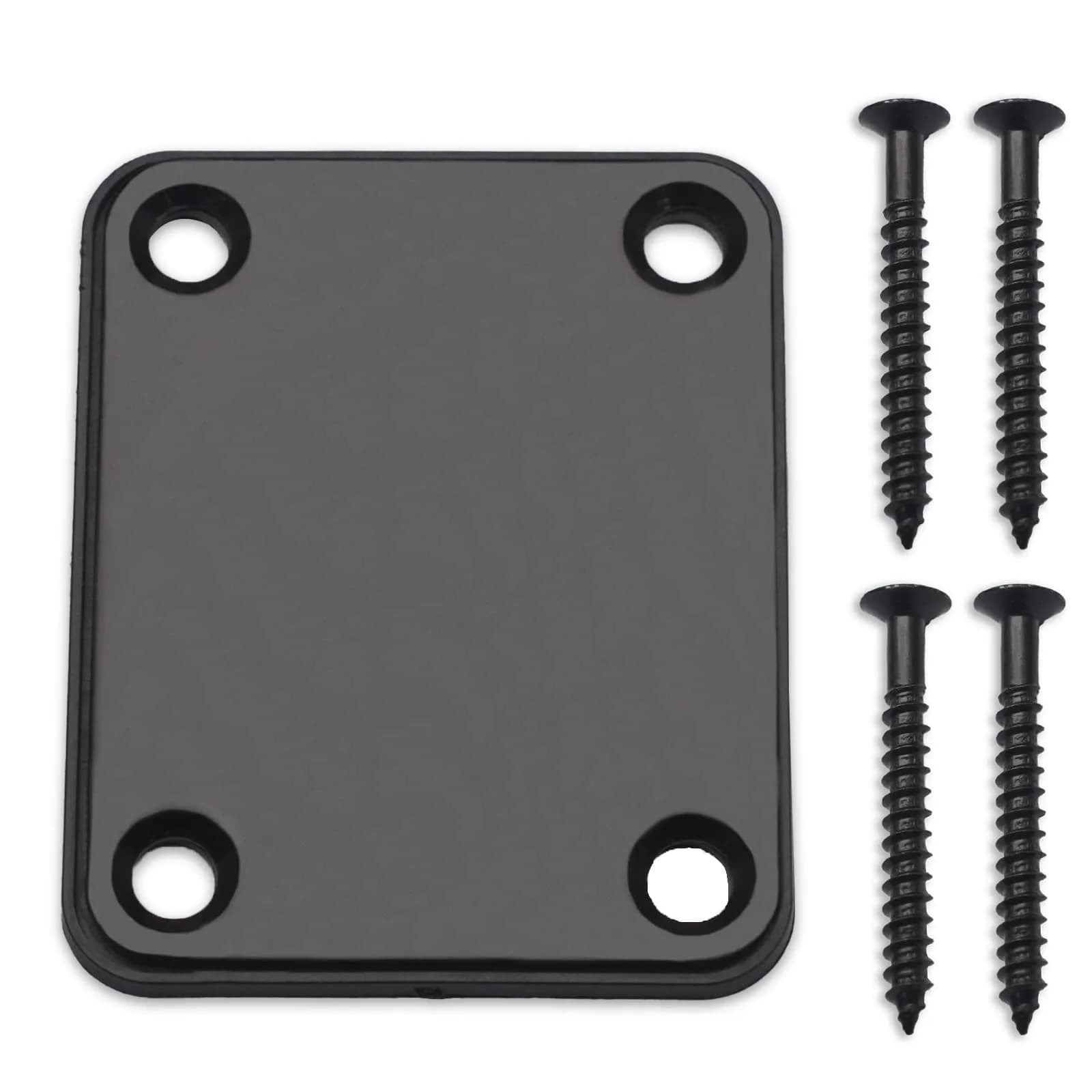 MAXCHEER Gold Bass Guitar Neck Plate with Screws | Strengthen Joint Connector — Black