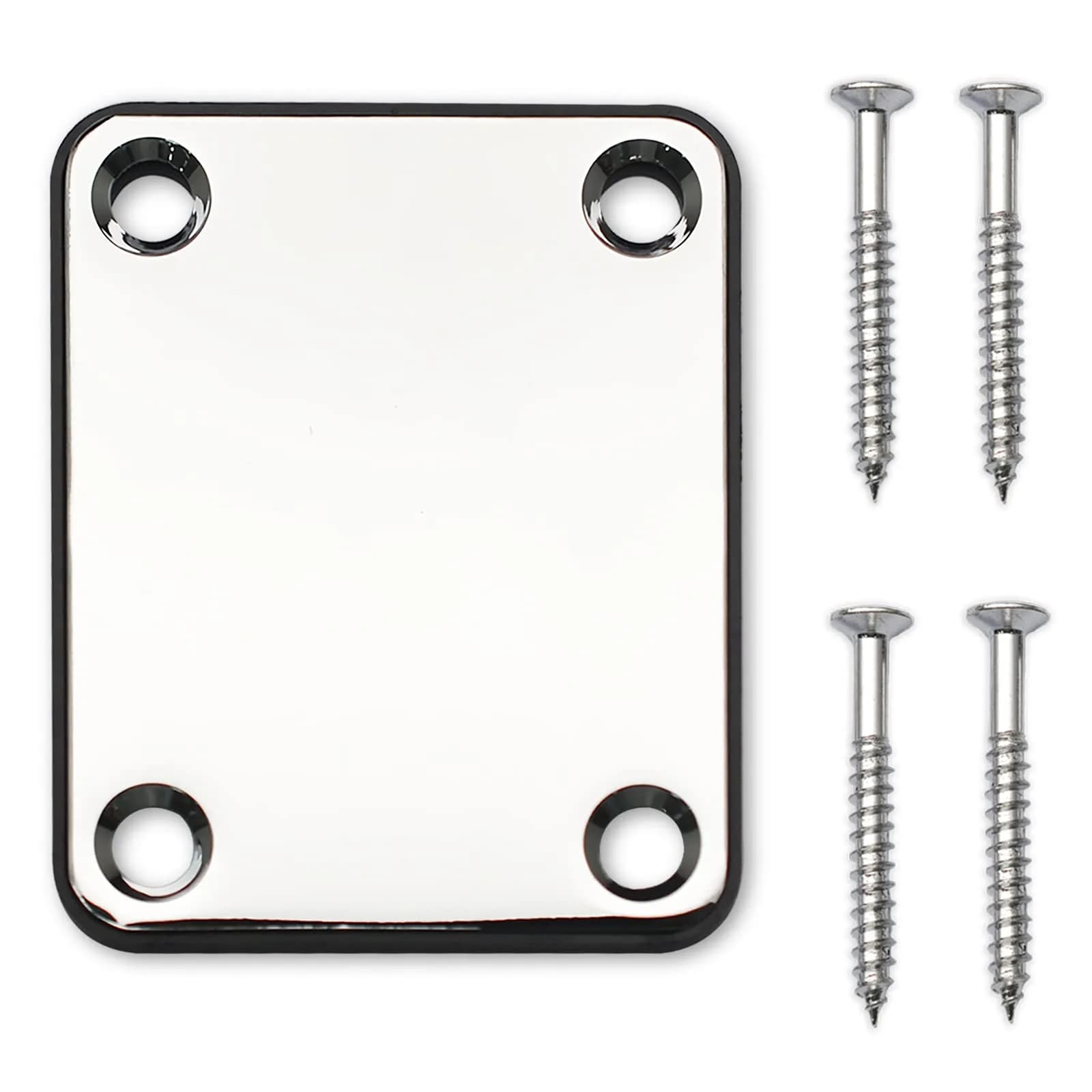 MAXCHEER Gold Bass Guitar Neck Plate with Screws | Strengthen Joint Connector — Chrome