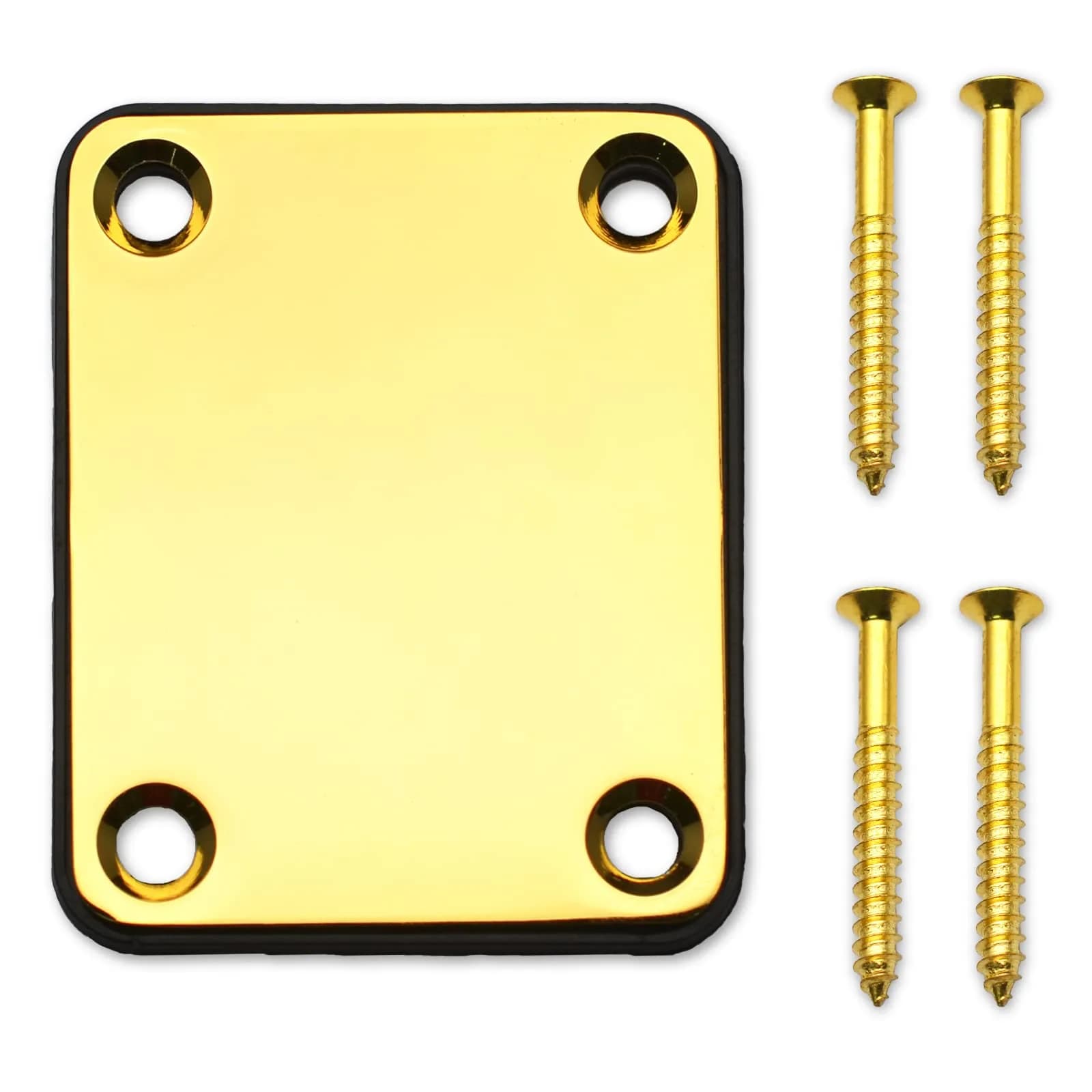 MAXCHEER Gold Bass Guitar Neck Plate with Screws | Strengthen Joint Connector — Gold