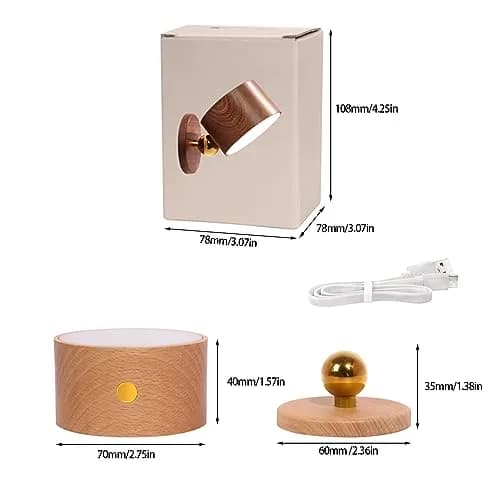 LANDGOO Wood Wall Sconce Bedside Lamp Rechargeable Night Light | Natural Wood, Dimmable, Portable thumbnail 6