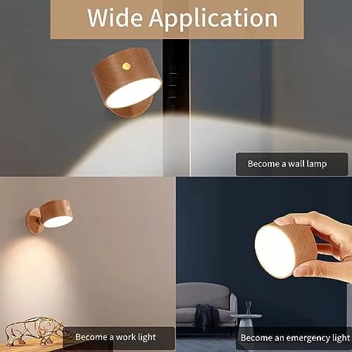 LANDGOO Wood Wall Sconce Bedside Lamp Rechargeable Night Light | Natural Wood, Dimmable, Portable thumbnail 9
