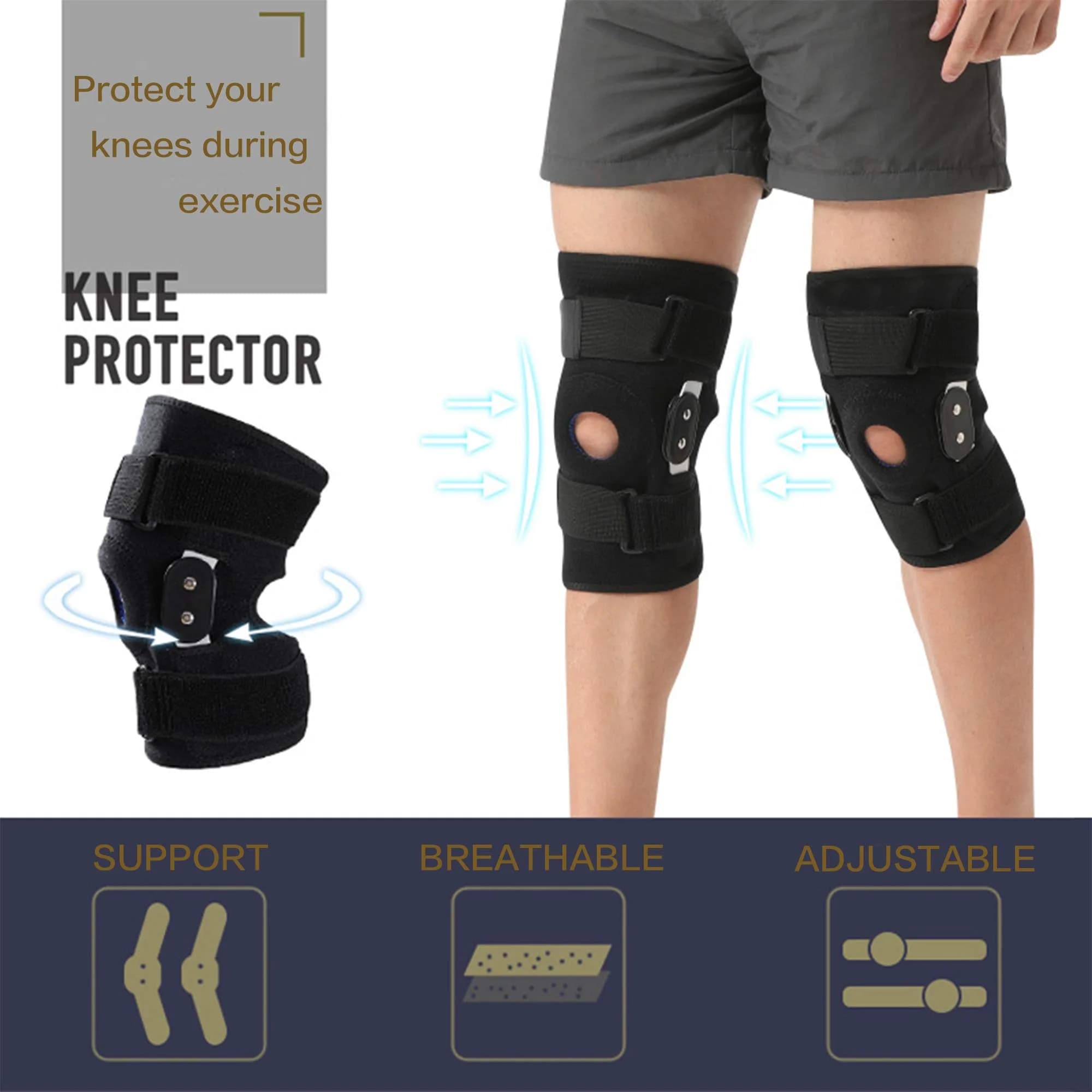 GONAIREY Decompression Knee Brace with Silicone Gasket & Steel Stabilizers, Large (17"-22") | Orthopedic Brace for Pain Relief — XX-Large