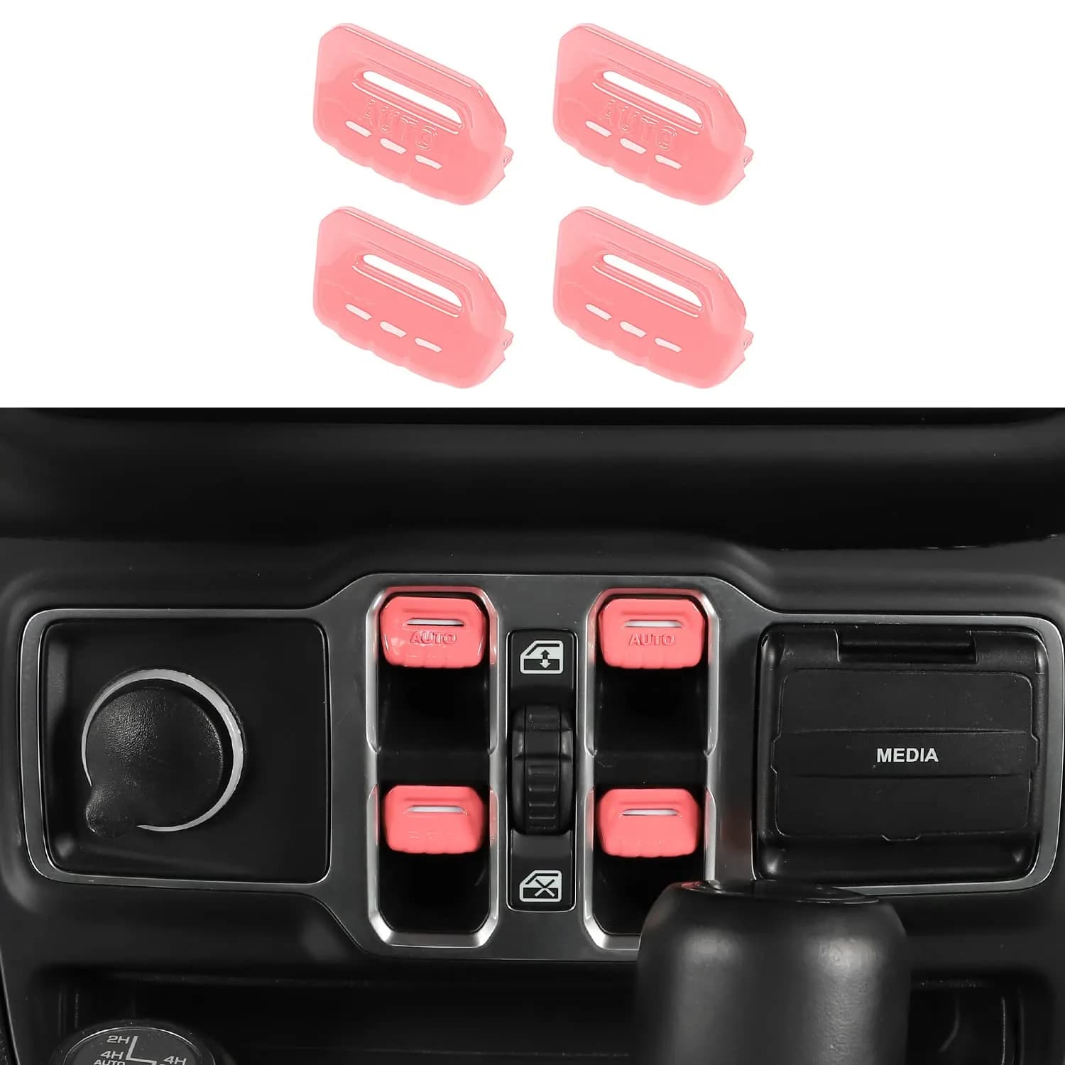 Jimen Compatible with Jeep Wrangler JL JLU 2018-2023 & Gladiator JT 2020-2023, 4PCS Carbon Fiber Interior Trim — Pink