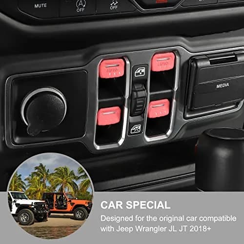 Jimen Pink 4PCS Electronic Switch Cover for Jeep Wrangler JL & Gladiator | Stylish Interior Accessory thumbnail 2
