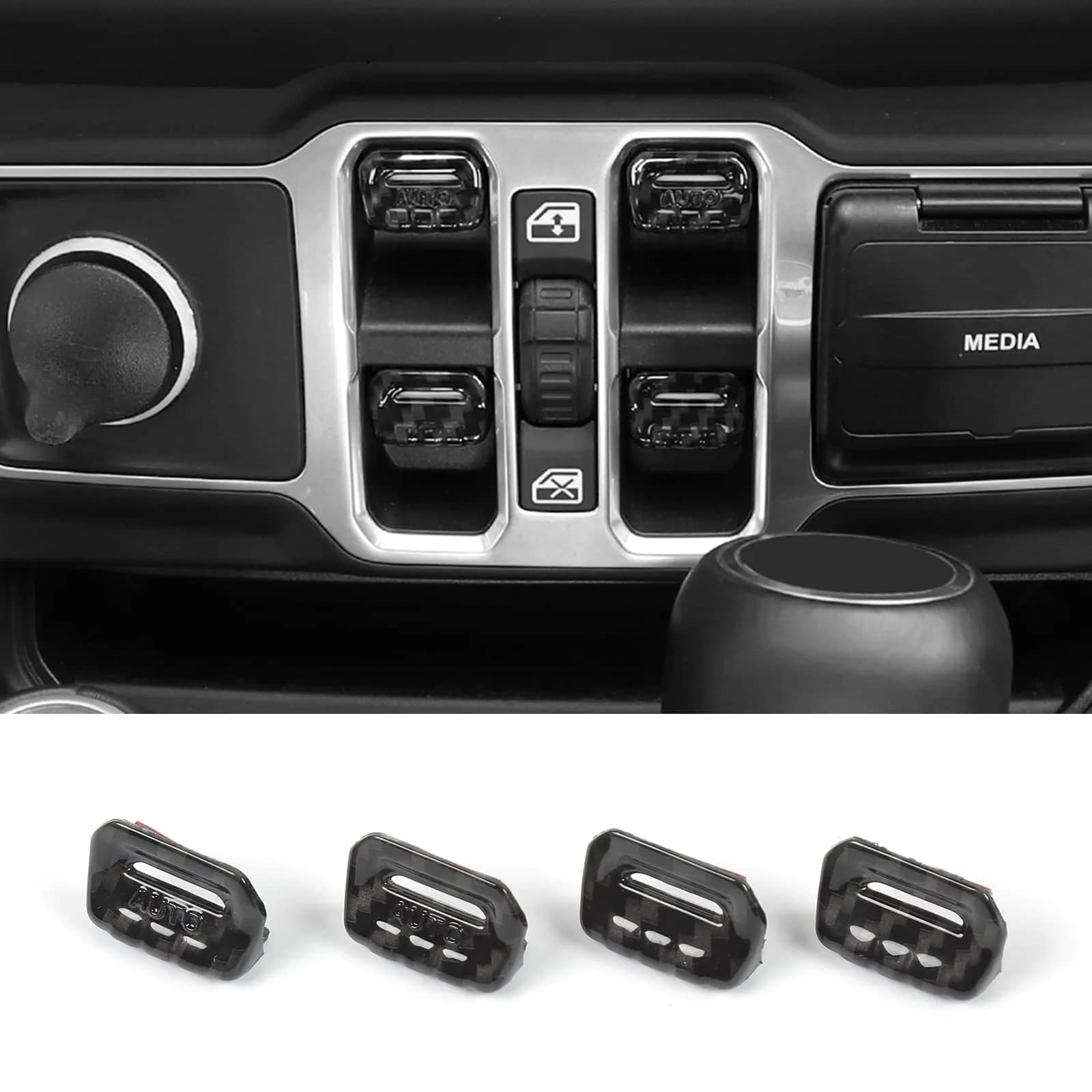 Jimen Compatible with Jeep Wrangler JL JLU 2018-2023 & Gladiator JT 2020-2023, 4PCS Carbon Fiber Interior Trim - main product image