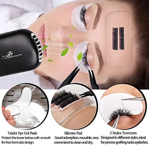 QUKLOGEN Eyelash Extension Kit with USB Fan Dryer & 267 Tools | Black thumbnail 3