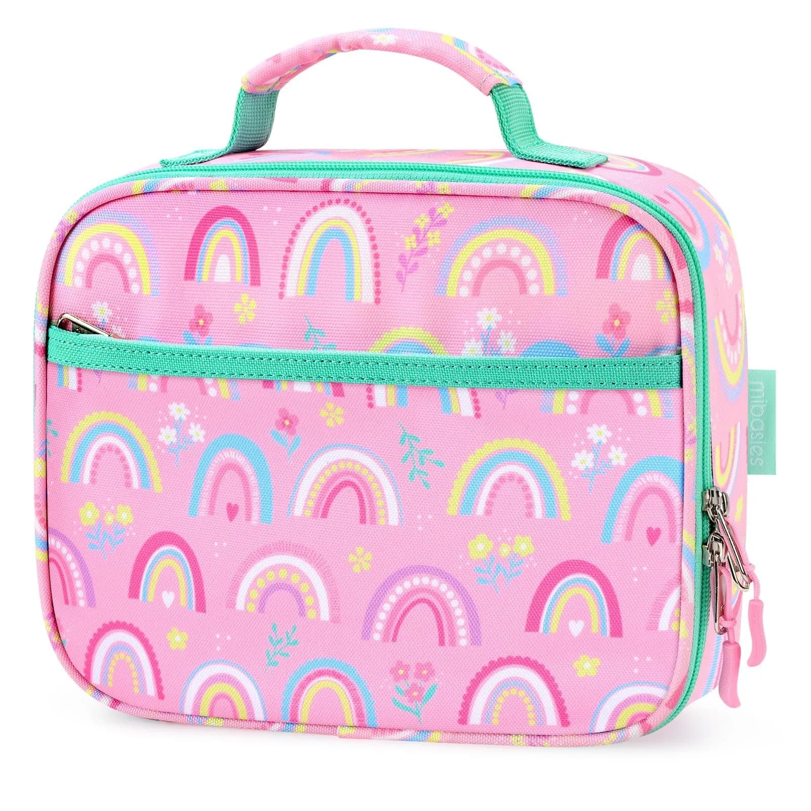 mibasies Kids Lunch Box for Girls, Insulated Lunch Bag School Kindergarten Pink Rainbow 2.5L (8.5 Fl Oz) | Cute & Durable for School