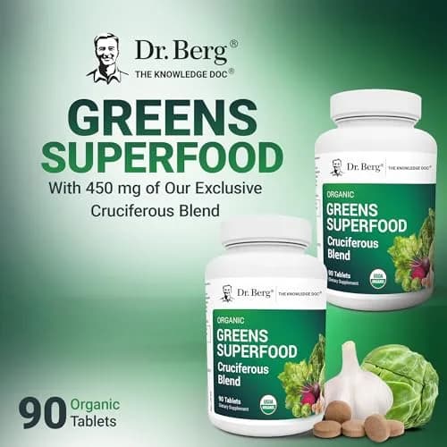Dr. Berg Nutritionals Greens Superfood Cruciferous Vegetable Tablets | Organic Phytonutrient Support for Energy & Liver (90 Tablets) thumbnail 4