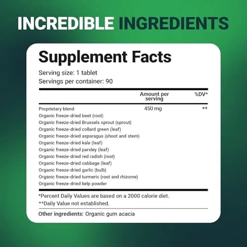 Dr. Berg Nutritionals Greens Superfood Cruciferous Vegetable Tablets | Organic Phytonutrient Support for Energy & Liver (90 Tablets) thumbnail 7
