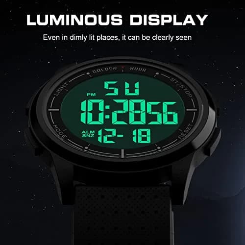 GOLDEN HOUR Ultra-Thin Minimalist Sports Waterproof Digital Watch 43mm (1.69 in) | Wide-Angle Display Rubber Strap thumbnail 4