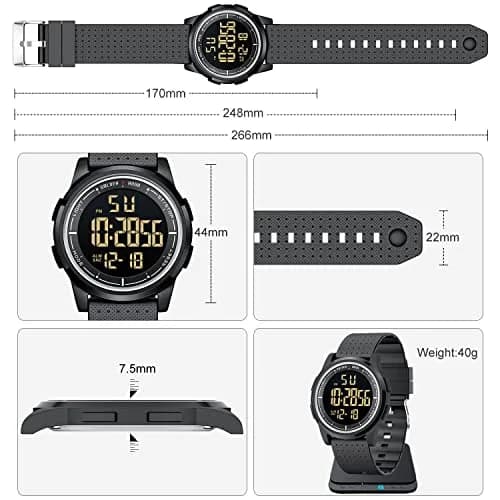 GOLDEN HOUR Ultra-Thin Minimalist Sports Waterproof Digital Watch 43mm (1.69 in) | Wide-Angle Display Rubber Strap thumbnail 5