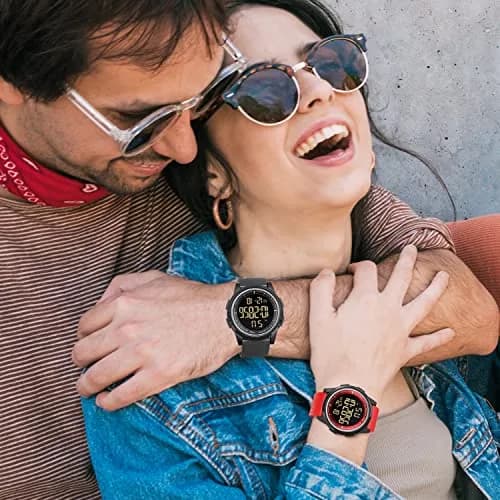GOLDEN HOUR Ultra-Thin Minimalist Sports Waterproof Digital Watch 43mm (1.69 in) | Wide-Angle Display Rubber Strap thumbnail 7
